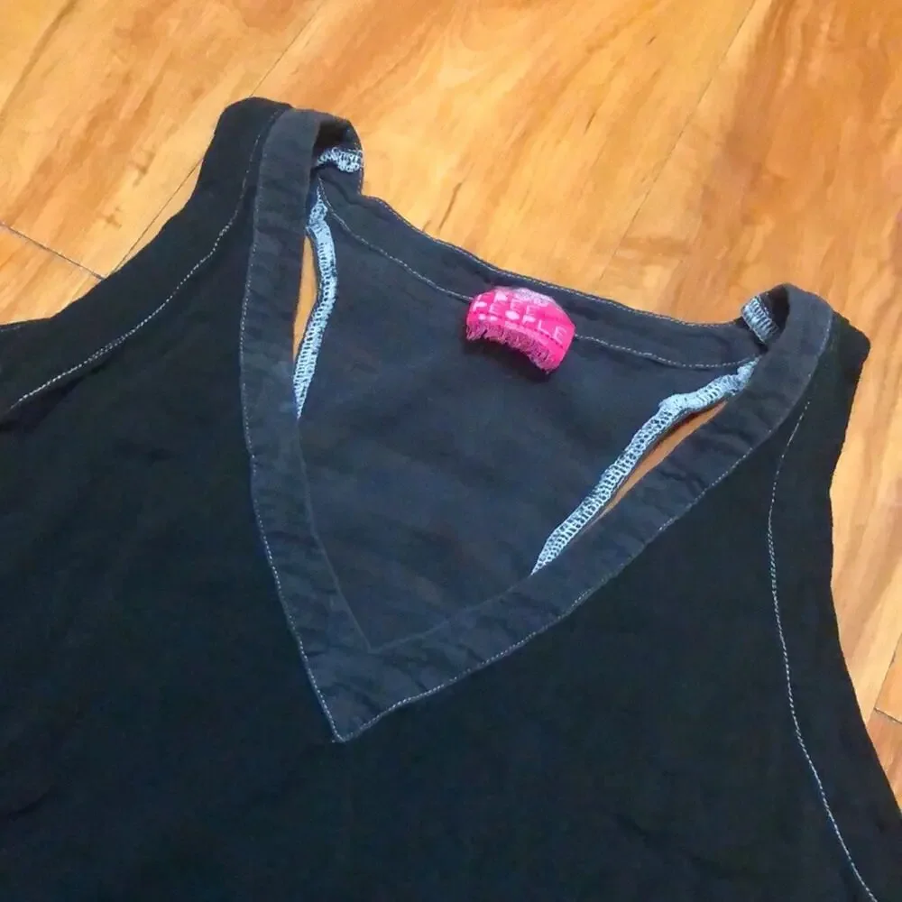 Vintage Free People Black and Gray Tank Top Size Small